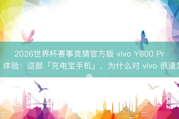 2026世界杯赛事竞猜官方版 vivo Y600 Pro 体验：这部「充电宝手机」，为什么对 vivo 很遑急