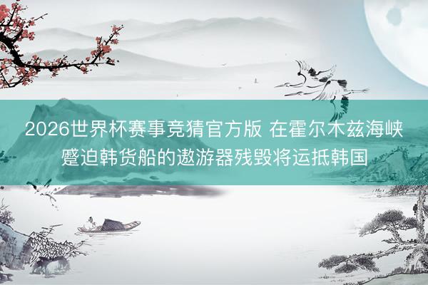 2026世界杯赛事竞猜官方版 在霍尔木兹海峡蹙迫韩货船的遨游器残毁将运抵韩国