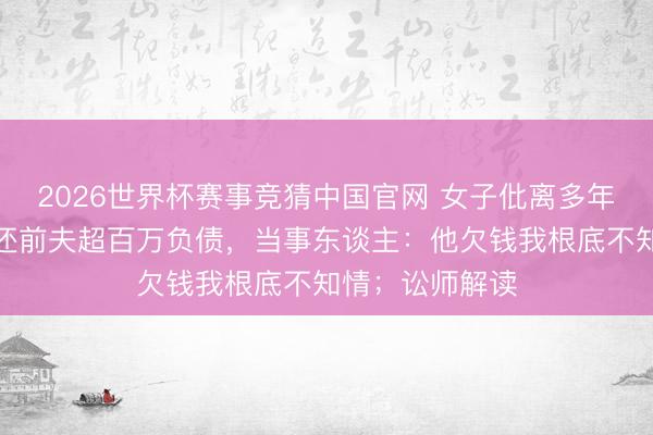 2026世界杯赛事竞猜中国官网 女子仳离多年，被判共同偿还前夫超百万负债，当事东谈主：他欠钱我根底不知情；讼师解读