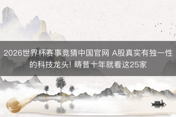 2026世界杯赛事竞猜中国官网 A股真实有独一性的科技龙头! 畴昔十年就看这25家