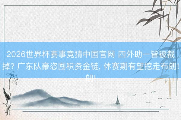 2026世界杯赛事竞猜中国官网 四外助一皆被裁掉? 广东队豪恣囤积资金链, 休赛期有望挖走布朗!