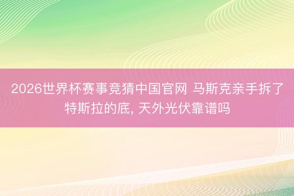 2026世界杯赛事竞猜中国官网 马斯克亲手拆了特斯拉的底, 天外光伏靠谱吗