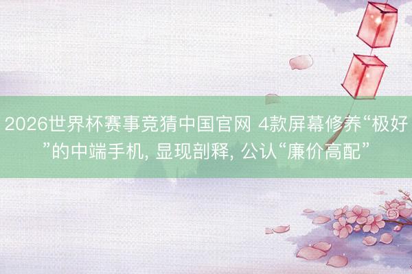 2026世界杯赛事竞猜中国官网 4款屏幕修养“极好”的中端手机， 显现剖释， 公认“廉价高配”