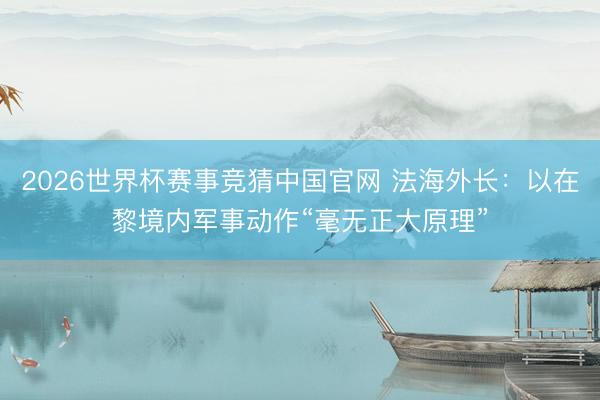 2026世界杯赛事竞猜中国官网 法海外长：以在黎境内军事动作“毫无正大原理”