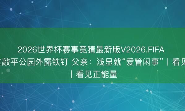 2026世界杯赛事竞猜最新版V2026.FIFA 5岁萌娃敲平公园外露铁钉 父亲：浅显就“爱管闲事”丨看见正能量
